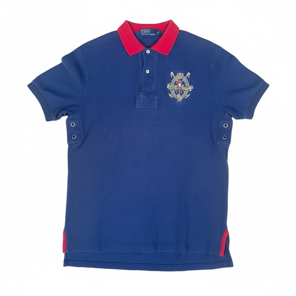 🔹 Polo Crest Rugby Polo‎ Shirt Navy Red | Size M